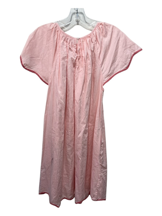 Lake Size M Pink Cotton Cap Sleeve Pleat Detail Back Keyhole Knee length Dress Pink / M