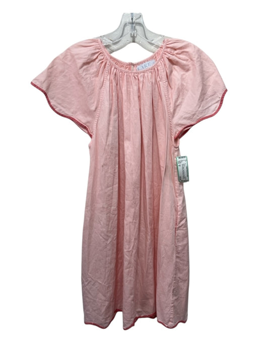 Lake Size M Pink Cotton Cap Sleeve Pleat Detail Back Keyhole Knee length Dress Pink / M