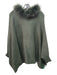 Mitchie's Size M/L Slate Green Fox Fur Hood Poncho style Sweater Slate Green / M/L