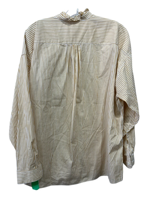 Ann Mashburn Size M Yellow & White Cotton Vertical Pinstripe Button Up Top Yellow & White / M