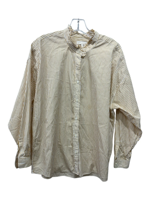 Ann Mashburn Size M Yellow & White Cotton Vertical Pinstripe Button Up Top Yellow & White / M