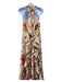 Mestiza New York Size L Cream & Orange Polyester Halter Maxi Floral Dress Cream & Orange / L