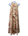 Mestiza New York Size L Cream & Orange Polyester Halter Maxi Floral Dress Cream & Orange / L