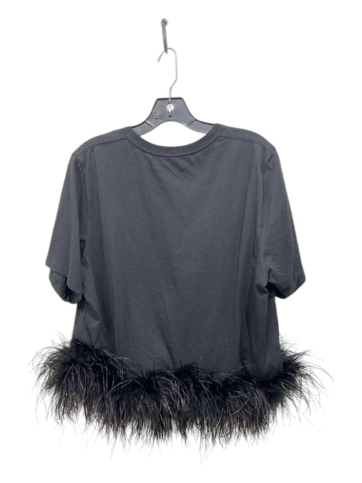 Veronica Beard Jeans Size L Black Cotton Turkey Feathers Scoop Neck Top Black / L