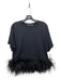 Veronica Beard Jeans Size L Black Cotton Turkey Feathers Scoop Neck Top Black / L