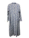 Livro Size L Blue & White Print Cotton Floral Maxi Tiered Button up Dress Blue & White Print / L