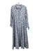 Livro Size L Blue & White Print Cotton Floral Maxi Tiered Button up Dress Blue & White Print / L