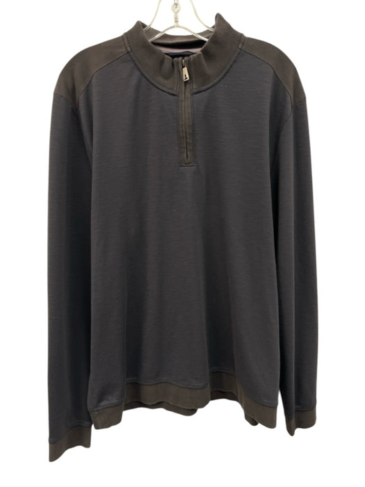 Ted Baker Size 6 Dark Gray Cotton Blend Solid Quarter Zip Long Sleeve Shirt Dark Gray / 6