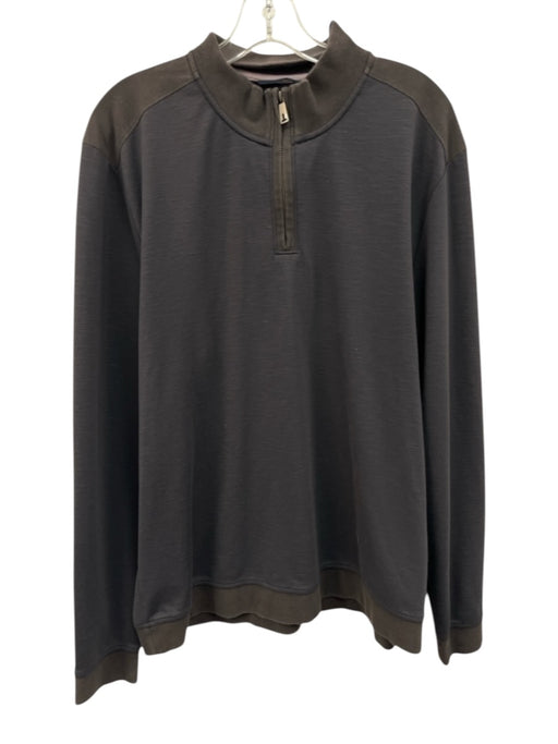 Ted Baker Size 6 Dark Gray Cotton Blend Solid Quarter Zip Long Sleeve Shirt Dark Gray / 6