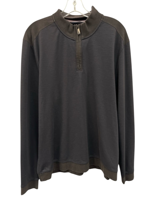Ted Baker Size 6 Dark Gray Cotton Blend Solid Quarter Zip Long Sleeve Shirt Dark Gray / 6