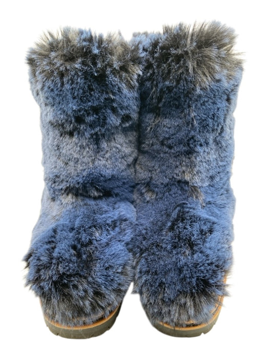 Sam Edelman Shoe Size 6 Blue & Tan Faux Fur Faux Leather Lug sole Booties Blue & Tan / 6