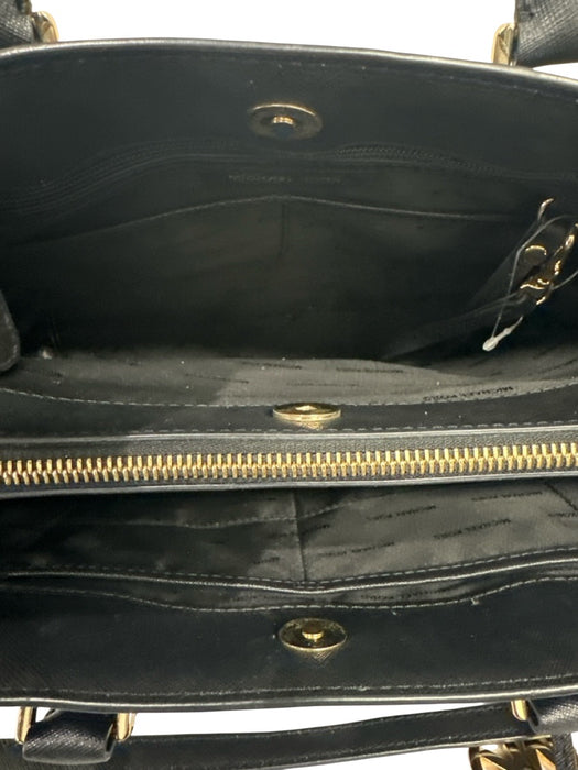 Michael Kors Black Leather Zip Close Hand & Crossbody Bag Black