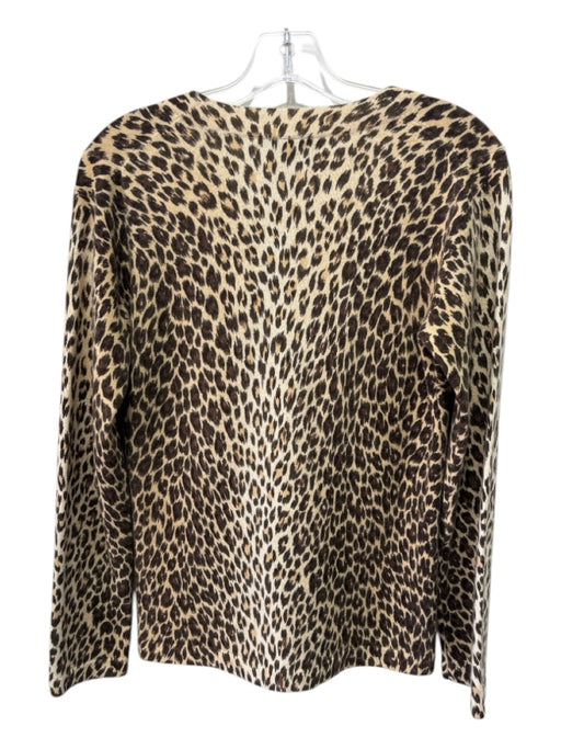 Kinross Size M Brown & Beige Cashmere Animal Print Long Sleeve Button Cardigan Brown & Beige / M