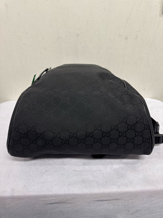 Gucci Black Nylon & Leather Zipper Pockets Guccissima Slim Backpack Bag