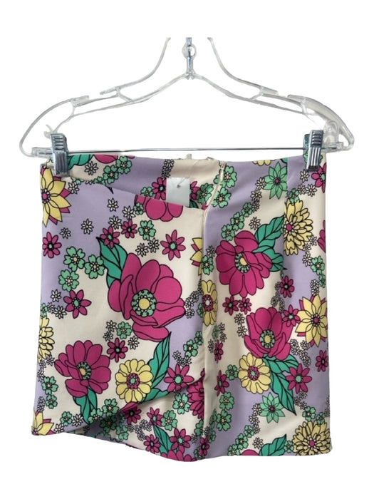 Zara Size M Pink & Multi Polyester Blend Spaghetti Strap Floral Print Mini Skirt Pink & Multi / M
