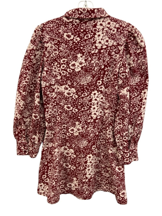 Hyacinth House Size M Red & White Cotton Floral Long Sleeve Collar Dress Red & White / M