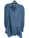 LaRoque Size S Slate Blue Cotton Long Balloon Sleeve Collar Buttons Belted Dress Slate Blue / S