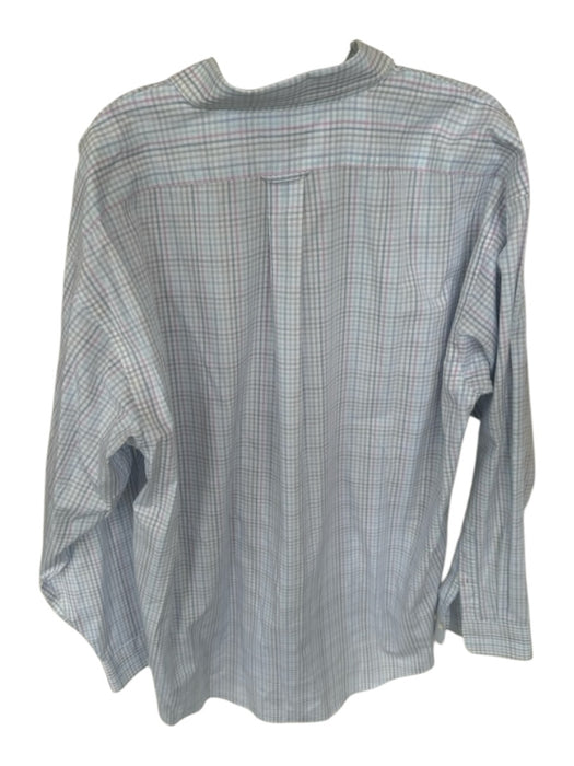 Dick Ferguson's Size XL Blue & White Plaid Collar Long Sleeve Men's Shirt Blue & White / XL
