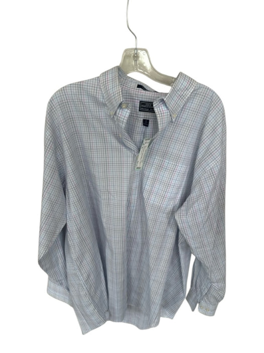 Dick Ferguson's Size XL Blue & White Plaid Collar Long Sleeve Men's Shirt Blue & White / XL