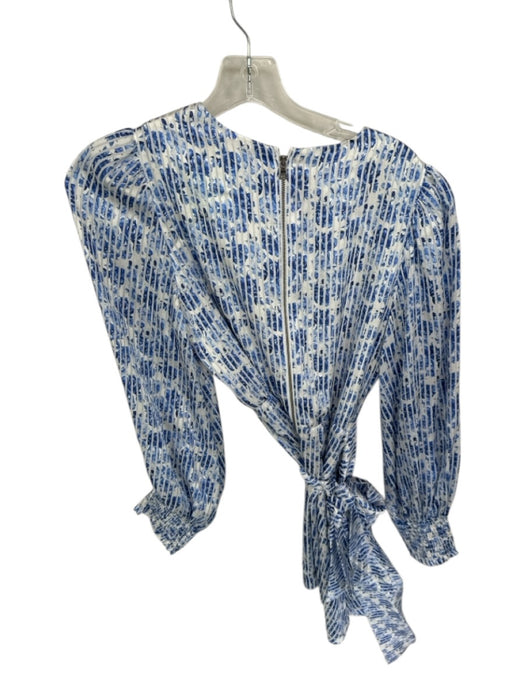 Alice + Olivia Size 6 Blue & White Viscose Blend Long Sleeve Tie Waist Dress Blue & White / 6