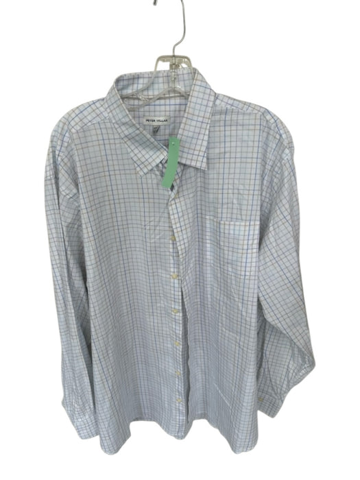 Peter Millar Size XXL White & Blue & Yellow button up Plaid Men's Shirt White & Blue & Yellow / XXL