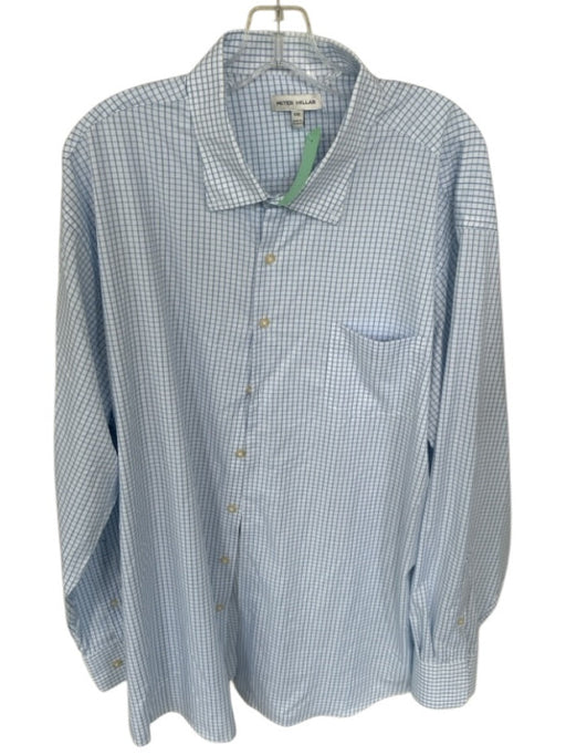 Peter Millar Size XXL White & Blue button up Plaid Men's Shirt White & Blue / XXL