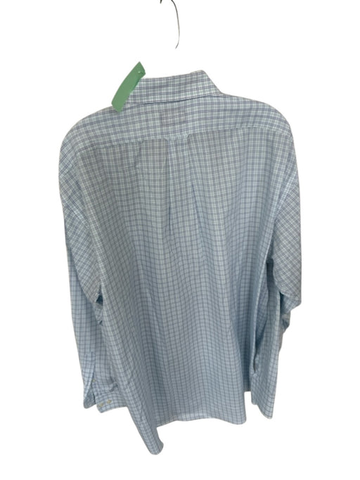 Dick Ferguson's Size XL Light Blue & Navy Plaid Collar Long Sleeve Men's Shirt Light Blue & Navy / XL
