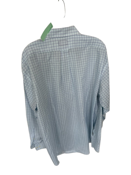 Dick Ferguson's Size XL Light Blue & Navy Plaid Collar Long Sleeve Men's Shirt Light Blue & Navy / XL