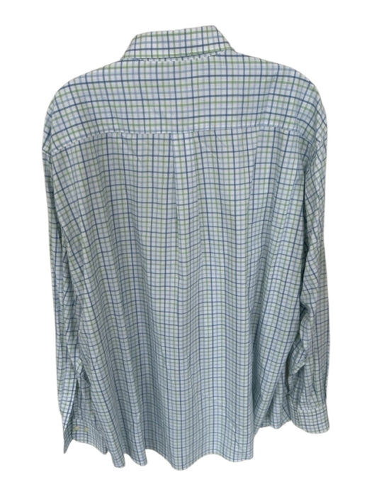 Peter Millar Size XXL Blue & Green button up Plaid Men's Shirt Blue & Green / XXL