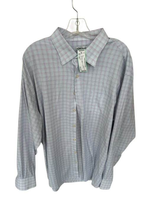 Peter Millar Size XXL Pink & Blue button up Plaid Men's Shirt Pink & Blue / XXL