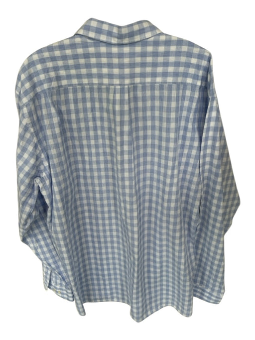 Alan Paine Size XXL Blue & White Cotton Blend Gingham Collar Men's Shirt Blue & White / XXL