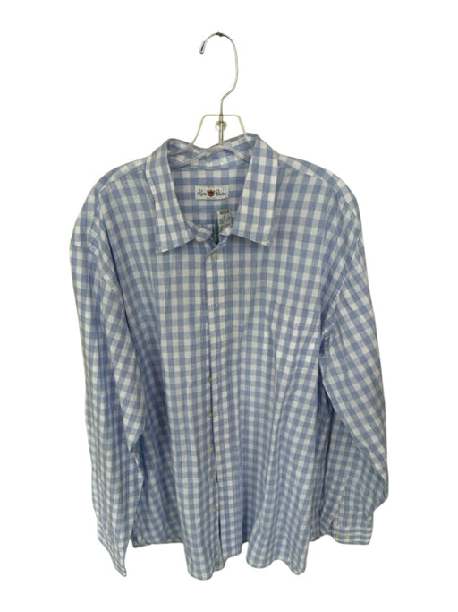 Alan Paine Size XXL Blue & White Cotton Blend Gingham Collar Men's Shirt Blue & White / XXL
