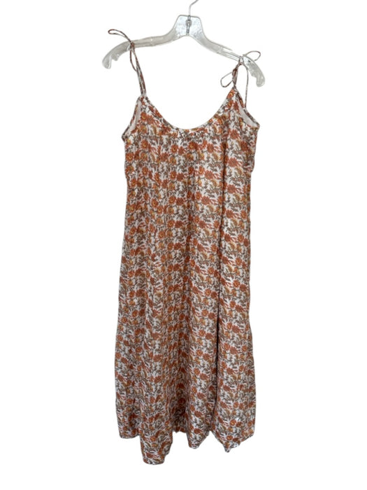 J. Crew Size S Orange & Green Ramie Tie Straps Botanical Lined Maxi Dress Orange & Green / S