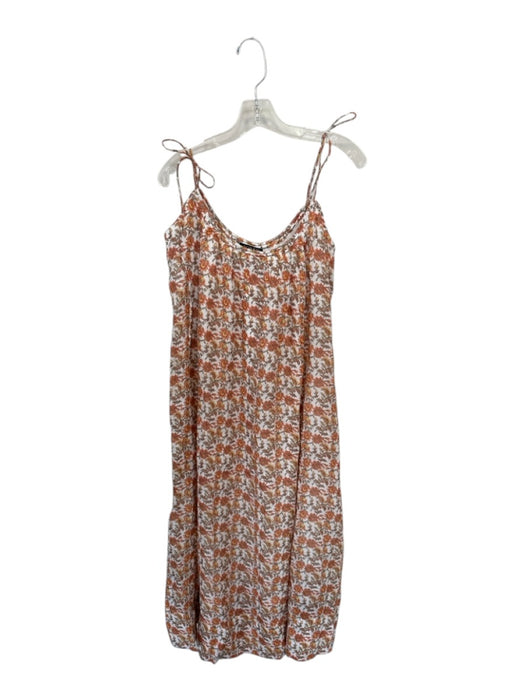 J. Crew Size S Orange & Green Ramie Tie Straps Botanical Lined Maxi Dress Orange & Green / S