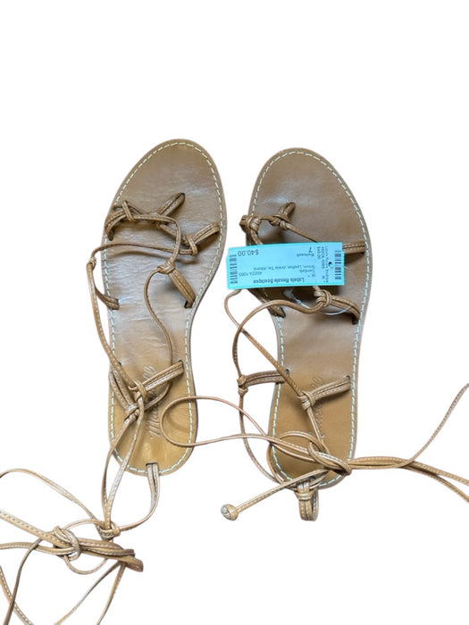 Madewell Shoe Size 7 Brown Leather Ankle Tie Sandals Brown / 7