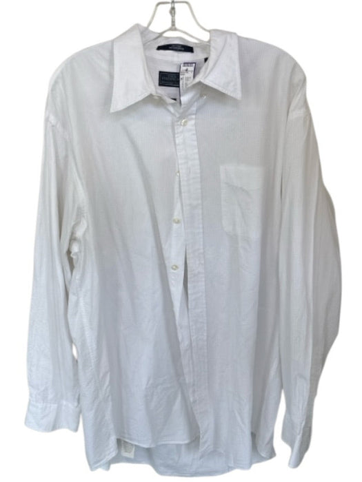 Dick Ferguson's Size XL White Cotton Lines Button Down Men's Shirt White / XL
