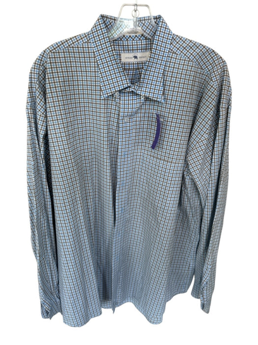 Onward Reserve Size XXL Blue & Brown Cotton Checkered Button Down Men's Shirt Blue & Brown / XXL