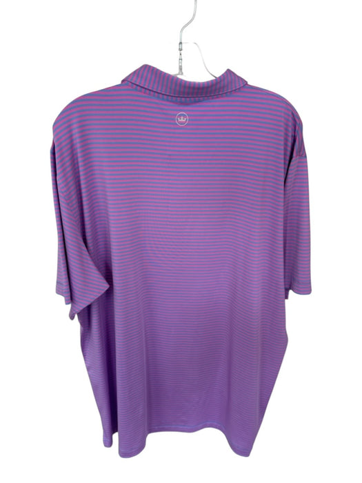 Peter Millar Size XXL Pink & Blue Polyester Striped Golf Men's Polo Pink & Blue / XXL