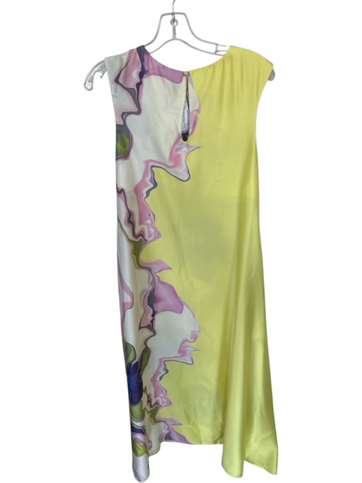 Misa Size S Yellow & Multi Polyester Cap Sleeve Swirls Flower Maxi Dress Yellow & Multi / S