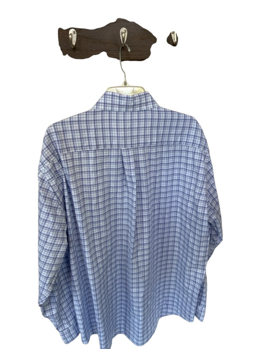 Peter Millar Size XXL Purple & Blue Print Cotton Grid Button Down Men's Shirt Purple & Blue Print / XXL