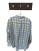 Peter Millar Size XXL Taupe & Blue Print Polyester Checkered Button Down Shirt Taupe & Blue Print / XXL