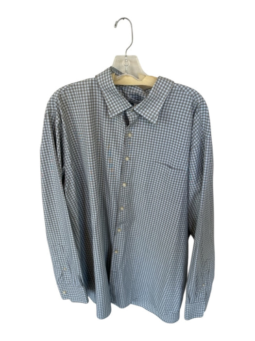 Peter Millar Size XXL Blue & Green Cotton Blend Checkered Button Down Shirt Blue & Green / XXL
