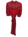 Hunter Bell Size 6 Red & Navy Long Balloon Sleeve Print Collar Maxi Dress Red & Navy / 6