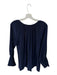 Rungolee Size S Navy Silk Long Sleeve V Neck Top Navy / S