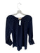 Rungolee Size S Navy Silk Long Sleeve V Neck Top Navy / S