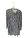 Tory Burch Size 4 Navy & white Silk Long Sleeve Abstract Pleat Detail Dress Navy & white / 4