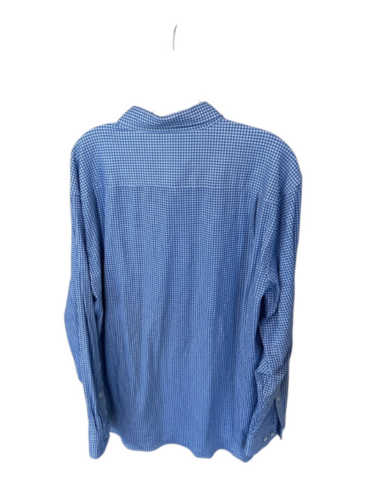 Peter Millar Size XXL Blue & White Cotton Blend Checkered Button Down Shirt Blue & White / XXL