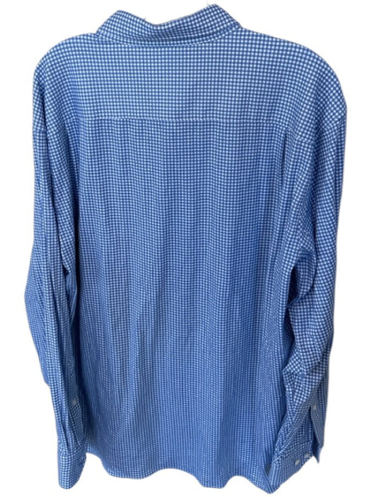 Peter Millar Size XXL Blue & White Cotton Blend Checkered Button Down Shirt Blue & White / XXL