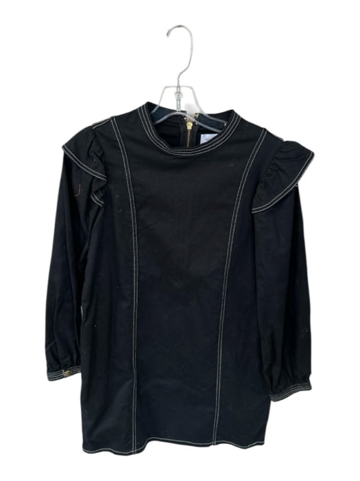 Something Navy Size M Black & White Cotton Blend Long Sleeve Ruffles Dress Black & White / M