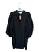 Pomander Place Size S Black Cotton Long Balloon Sleeve Split Neck Dress Black / S